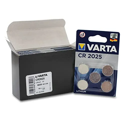 VARTA Batterien Electronics CR2025 Lithium Knopfzelle 3V Batterie 50er Pack Knopfzellen in Original 5er Blisterverpackung