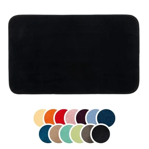 Liebling Badteppich Santos, 70 x 120 cm, schwarz - Hochwertiger Badteppich aus 100% Polyester für ein angenehmes Hautgefühl. Waschbar bis 30 Grad, ideal für kalte Badezimmerfliesen. Verleihe Deinem Bad mit diesem eleganten Teppich einen neuen Look.