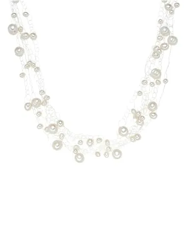 Valero Pearls Perlenkette silber aus Süßwasser-Zuchtperlen - Elegante Perlenkette aus hochglanzpolierten Süßwasser-Zuchtperlen, ideal für besondere Anlässe oder als stilvolles Accessoire.