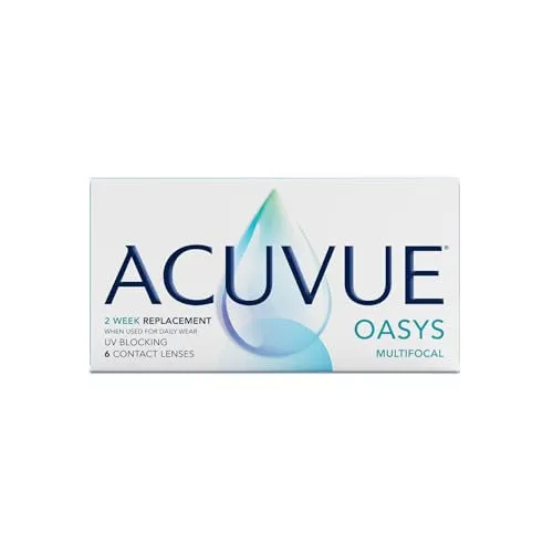 Johnson & Johnson Acuvue Oasys Multifocal 2-Wochenlinsen - Wochenlinsen mit UV-Schutz und innovativer optischer Technologie für klares Sehen in allen Entfernungen, ideal für wechselnde Sehbedürfnisse.