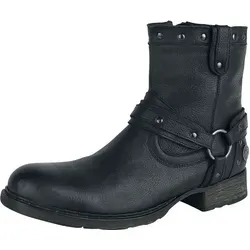 Rock Rebel by EMP Herren Boots Thunder Road mit Nieten - Schwarz - EU45 - Stylische Boots Thunder Road von Rock Rebel by EMP in Schwarz. Minimalistisches Design mit rockigem Charakter, ideal für jeden Look. Schafthöhe: 17 cm, Absatzhöhe: 4 cm – perfekt für den individuellen Auftritt.