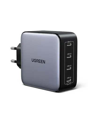 UGREEN Nexode 100W USB C Ladegerät mit 4X USB-C Ports GaN Netzteil Mehrfach PD Charger unterstützt PPS 45W kompatibel mit MacBook, HP Laptop, iPad Air, iPhone 16, Galaxy S24