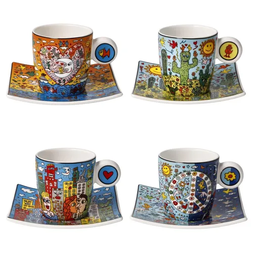 Goebel Pop Art James Rizzi 4er Set Espressotassen Porzellan