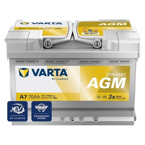 VARTA Silver Dynamic AGM Autobatterie A7 70 - Batterien für optimierte Start-Stop-Technologie, bietet hohe Leistung und Zuverlässigkeit für moderne Fahrzeuge.