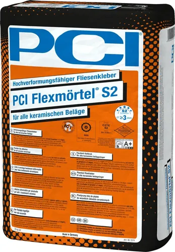 PCI Flexmörtel S2 20 kg Sack - Flexibler Fliesenkleber - Kleber & Mörtel für Fußböden, flexibler und hoch belastbarer Mörtel für sichere Verlegung von Fliesen und Naturstein.
