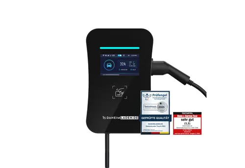DAHEIM LADEN Elektroauto-Ladestation DaheimLader Touch PRO 11kW - Die 11 kW Wallbox mit MID-Stromzähler ist ideal für privates und gewerbliches Laden. Mit App-Steuerung, RFID und Lastmanagement für effizientes Laden und maximale Eigenstromnutzung.