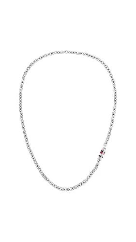 Tommy Hilfiger Jewelry Gliederhalskette für Herren aus Edelstahl - 2790650 - Ketten für Herren, moderne Edelstahl-Halskette mit emaillierten Details in Markenfarben, ideal für einen stilvollen, urbanen Look.