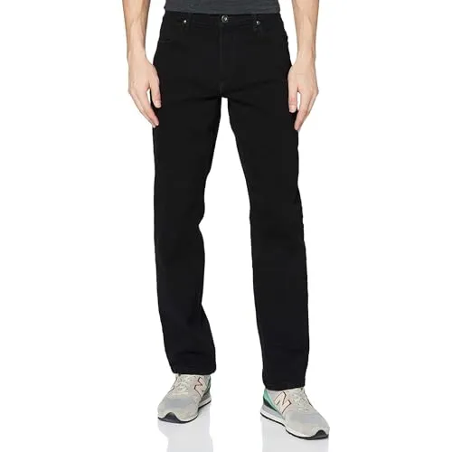 Wrangler Herren Red Kabel Straight Jeans - Black Rinse, 30W/32L - Jeans im Regular Fit aus 98% Baumwolle, elastisch für optimalen Komfort, waschmaschinengeeignet - ideal für den Alltag.