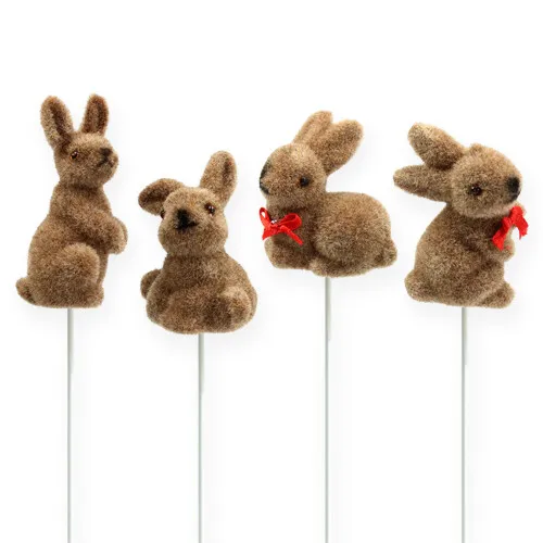 Osterhasen Deko-Figuren am Draht, beflockt, vielfältige Designs, 20er Set - Dekoration: Verspielen Sie Ihre Osterfeier mit diesen beflockten Deko-Figuren, die in verschiedenen Designs kommen und für festliche Stimmung sorgen.