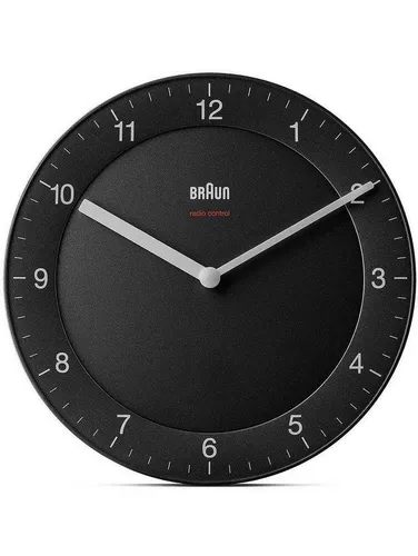 Braun Klassische Funkwanduhr BC06B-DCF - Funkuhr für die Mitteleuropäische Zeitzone mit leicht lesbarem Zifferblatt und geräuschlosem Uhrwerk. Ideal für jede Umgebung wie Küche, Wohnzimmer oder Büro.