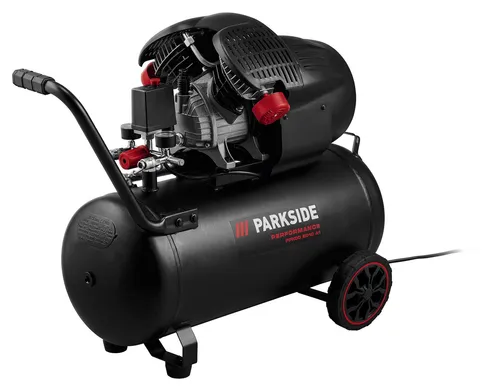 PARKSIDE PERFORMANCE Doppelzylinder-Kompressor PPKOD 5010 A1 - Starker Doppelzylinder-Kompressor mit 2200 Watt und 10 bar Druck. Ideal für anspruchsvolle Anwendungen mit 50 L Tank und 148 l/min Durchflussrate. Robuste Bauweise für den professionellen Einsatz.