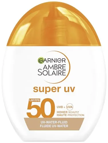 GARNIER Ambre Solaire Super UV UV-Water-Fluid Glow LSF 50 - Hochwertiges UV-Water-Fluid LSF 50 von Garnier Ambre Solaire, ideal für täglichen Schutz und einen strahlenden Glow. Die leichte Textur zieht schnell ein und sorgt für ein angenehmes Hautgefühl.