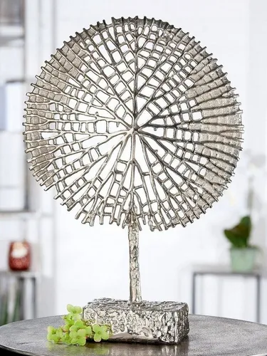 GILDE Deko Skulptur Baum Tree - Aluminium Silberfarben 53 cm - Statuen, elegante Deko für Wohnzimmer und Fensterbank, perfektes Geschenk zu jedem Anlass.
