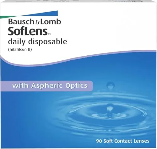 Bausch + Lomb SofLens Daily Disposable Tageslinsen - 90 Stück, +0.50 Dioptrien - Sphärische Tageslinsen für klare Sicht und hohen Tragekomfort, ideal für Einsteiger und erfahrene Träger, ohne Reinigungsaufwand dank täglichem Austausch.