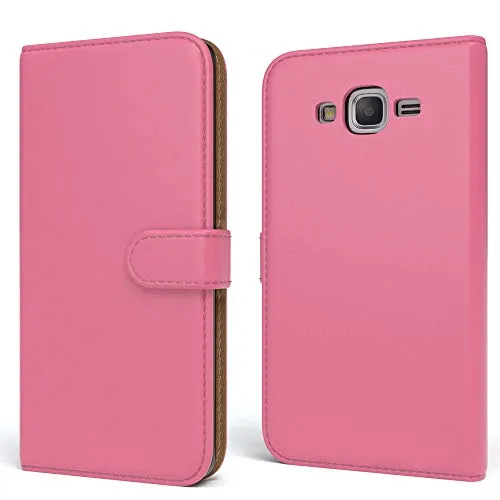 EAZY CASE Tasche kompatibel mit Samsung Galaxy Grand Prime Schutzhülle mit Standfunktion Klapphülle Bookstyle, Handytasche Handyhülle mit Magnetverschluss und Kartenfach, Kunstleder, Pink