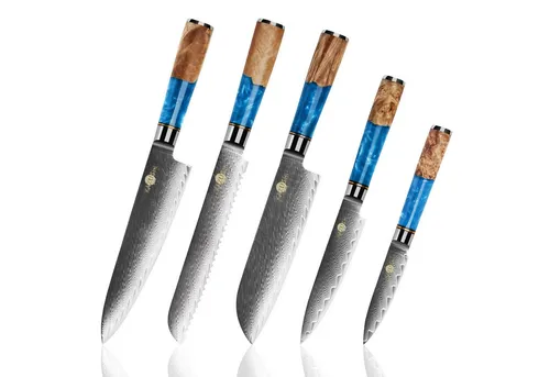 KAZUSHI Messer-Set 5-teilig Kochmesserset, Superscharfes (Set, 5-tlg., Kochmesser/Santoku-Messer/Universalmesser/Schälmesser/Brotmesser), Multifunktionales Profi-Set