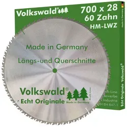 Volkswald Kreissägeblatt Volkswald ® HM-Sägeblatt LWZ 700 x 28 mm Z= 60 Kreissägeblatt Hartholz, Echt Originale Volkswald® Made in Germany