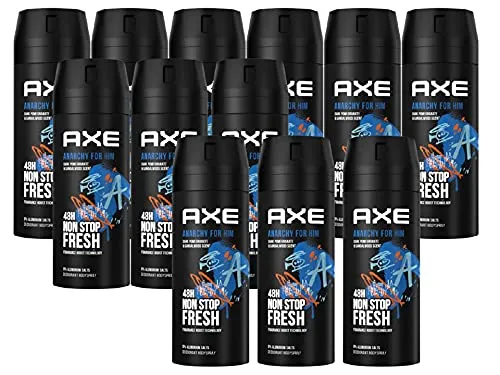 AXE Anarchy for Him Bodyspray 12er Set - Deospray für Männer, 48 Stunden Schutz vor Körpergeruch, Aluminiumfrei und mit Fragrance Boost Technology für langanhaltenden Duft.