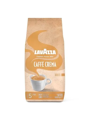 Lavazza Caffe Crema Dolce Bohnen 1 kg - Hochwertiger Kaffee aus Arabica- und Robustabohnen mit feinen Karamell-Noten. Ideal für Kaffeeliebhaber, die eine goldene Crema und mittlere Röstung schätzen.