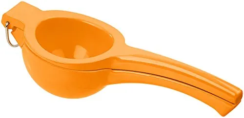 Rosenstein & Söhne Orangenpresse manuell: Manuelle Zitrus- & Saftpresse aus Metall für Orangen, Ø 8,5 cm, orange (Orangenpresse Hand, Orangensaftpresse manuell, Cocktail)