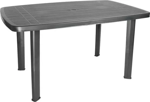 Multistore 2002 Robuster Gartentisch 138x87cm - Beistelltisch aus hochwertigem Vollkunststoff, ideal für Garten und Camping. Mit Sonnenschirmöffnung und hoher Belastbarkeit von 65kg.