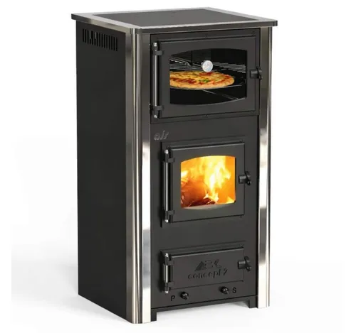 ABC Proizvod Kaminofen Dauerbrand mit Backfach 10 kW - Modernes Design für Wohnzimmer, effiziente Heizleistung und integriertes Backfach für köstliche Speisen