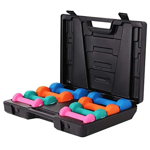 GORILLA SPORTS Hantel-Set 10kg mit Koffer - Hantelset mit 8 Gymnastikhanteln in 4 Gewichtsklassen, ideal für Zuhause oder im Studio. Ergonomisches Design für perfekten Griff und effektives Ganzkörpertraining.