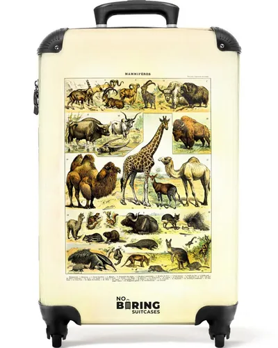 NoBoringSuitcases.com© Hartschalen-Trolley Tiere - Illustration - Vintage - Natur - Millot 55x35x20cm, 4 Rollen, Reisetasche mit Rollen, Koffer Handgepäck Flugzeug