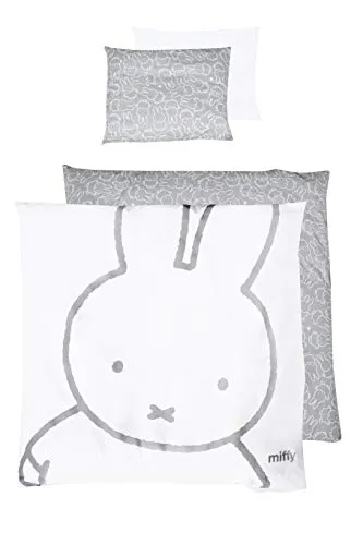 roba® Babybettwäsche Wiegenset, 2-teilig, weiß mit Miffy-Motiv - Bettdecken Kategorie: 2-teiliges Wiegenset aus 100% Baumwolle, waschbar bei 40°C, ideal für ein gemütliches und sicheres Schlafumfeld für Ihr Baby.