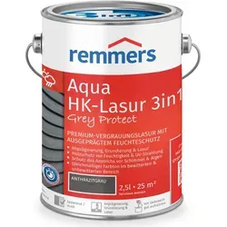Remmers HK-Lasur 3in1 Grey Protect anthrazitgrau - Premium Holzlasur für außen, vereint Imprägnierung, Grundierung und Lasur in einem Produkt. Ideal für Holz im Außenbereich, schützt vor Feuchtigkeit und UV-Strahlen.