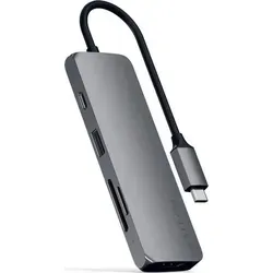 Satechi USB-C Multiport Pro Adapter mit 4K-HDMI, Space Gray - Erleben Sie vielseitige Konnektivität mit dem Satechi USB-C Multiport Pro Adapter. Kompakt und leistungsstark, ideal für Ihr MacBook, bietet er mehrere Anschlüsse, einschließlich 4K-HDMI und USB-C Power Delivery für ständige Produktivität.