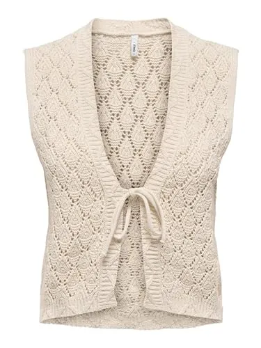 Strickjacke "ONLCHILI S/L STRING CARDIGAN KNT", Gr. S (36), Ecru - Stilvoll und bequem - Damen Strickjacke von ONLY, hohe Tragekomfort, ideal für Büro und Freizeit, sorgt für Wärme und Stil.