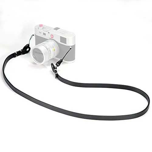 CANPIS Echtes Leder Kamera gurt Schnellverschluss, CP003 Vintage Kamera Schultergurt Hals ragegurt für Nikon Canon Sony Pentax Leica Olympus Fuji Alle DSLR-Kamera (Schwar)
