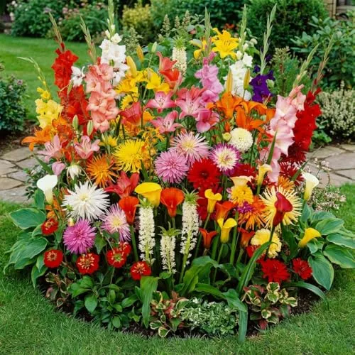 Blumenzwiebeln Mehrjährig Winterhart - Sommerblumen Budget Border Kollektion - 50 Zwiebeln - Erhalten Sie 50 winterharte Blumenzwiebeln der Budget Border Kollektion. Ideal für Garten und Topf, sorgen sie jahrelang für lebendige Blütenpracht und sind pflegeleicht. Genießen Sie die Farbenvielfalt im Freien!