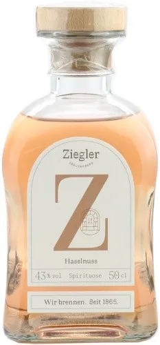Ziegler Haselnuss 43% - Aromatischer Haselnussgeist mit feinen Röstaromen - Liköre mit 43% vol. - Ein cremiger Genuss aus dem Piemont, ideal als Dessertbegleiter, der die Aromen von gerösteten Haselnüssen, Vanille und Nougat vereint.