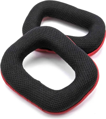 vhbw 2x Ohrpolster kompatibel mit Logitech G430, G930, F450, F430, G450, G35 Kopfhörer Headset, Polyurethan Rot Schwarz