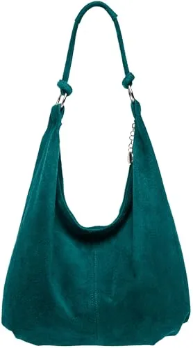 Caspar Vintage Veloursleder Tasche - CLASSIC LINE - Modell No.617, petrol - Elegante Schultertasche aus italienischem Veloursleder. Ideal für Alltag und Freizeit, bietet großzügigen Stauraum und hohe Qualität. Zeitloses Design, passend zu jedem Outfit.