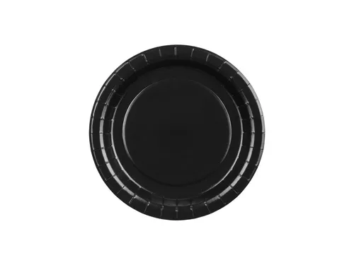 partydeco Teller, Pappteller 18cm 6er Set Schwarz