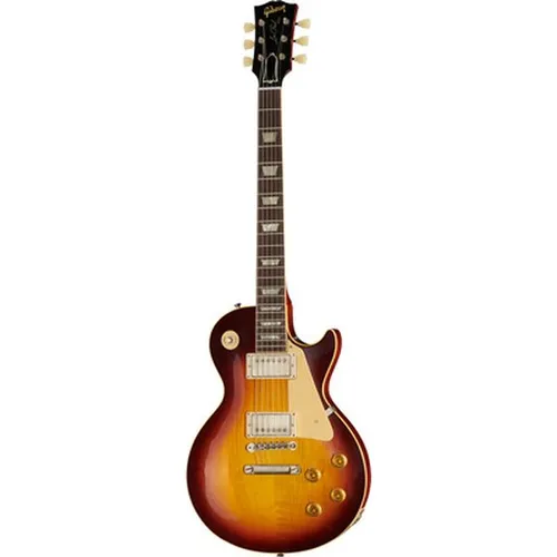 Gibson Les Paul 58 Bourbon Burst ULA - E-Gitarre - Gitarren-Klassiker mit Ultra Light Aged Finish, massiver Mahagoni-Korpus und Ahorn-Decke, inklusive Lifton Case und Zertifikat für höchste Qualität und Spielkomfort.