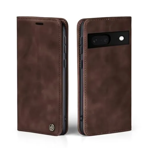 LBH Handyhülle für Google Pixel 8 in Dunkelbraun mit Karten- und Geldfach Smartphone Hülle mit Standfunktion Flip Case Schutzhülle Magnetverschluss Vintage