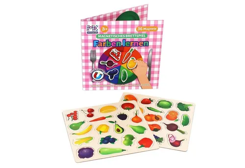 MAGNIKON Lernspielzeug Magnetspiel Farben Lernen Autofahrt Beschäftigung Sortierspiel ab 3 (Sortierspiel Farben lernen, 36-St., magnet puzzle), 36 Früchte und Gemüse