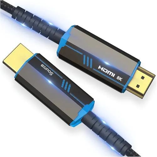 Reagle HDMI 2.1 Kabel Optisches AOC 8K & 4K Ultra HD, Premium, 48Gbps 8K@60Hz 4K@120Hz Kompatibel mit Konsole PS5 Xbox OLED TV, DTS: X, HDCP 2.2 & 2.3, Dynamisches HDR 10, Einweg Übertragung (10m)