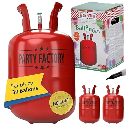 Helium Ballongas 3er Set für je 30 Ballons | Heliumflasche 200L Gasfüllung Folienballons Luftballons | Party Factory Heliumgas fürHochzeit (1 x 3er Set Ballongas 30)