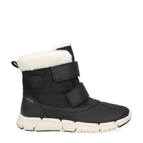 GEOX Geox Stiefel Lederimitat/Textil für Kinder, Gr. 28, schwarz - Wasserdichte und atmungsaktive Wanderschuhe mit Warmfutter, ideal für kalte Tage. Der Klettverschluss sorgt für einfaches An- und Ausziehen.