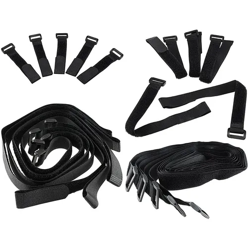 Klettband mit Öse 5er Pack Schwarz Klett Kabelbinder mit Öse wiederverwendbar