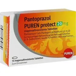Pantoprazol Puren Protect 20 mg - Effektive Linderung von Sodbrennen - Arzneimittel zur kurzzeitigen Behandlung von Refluxsymptomen, wirkt schnell gegen Sodbrennen und saures Aufstoßen. Ideal für Erwachsene, die schnelle Erleichterung suchen.