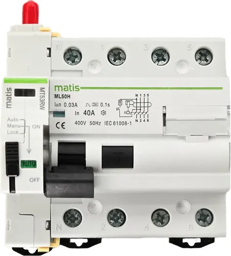 Matis MT53RW Smart WiFi Fernschalter 40A/30mA FI 4-pol - Steuern Sie Ihren FI-Schutzschalter bequem per Tuya App. Der Matis MT53RW ist kompakt, vielseitig einsetzbar und ideal für die Fernsteuerung in Gewerbe und Industrie.