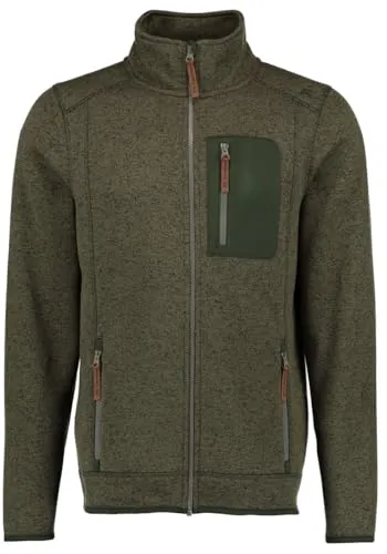 OS Trachten Orbis Herren Fleecejacke Strickfleecejacke Freizeitjacke mit Stehkragen hochgeschlossen Nucku, Größe:M, Farbe:Oliv
