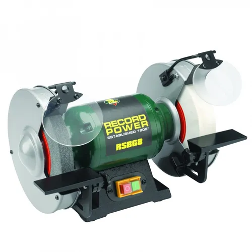 Record Power Doppelschleifmaschine RSBG8 - Extra breite Scheibe - Messerschärfer mit hochleistungsfähigem Motor für optimale Leistung, ideal für Heimwerker und Profis. 5 Jahre Garantie und robuste Bauweise sorgen für Langlebigkeit.