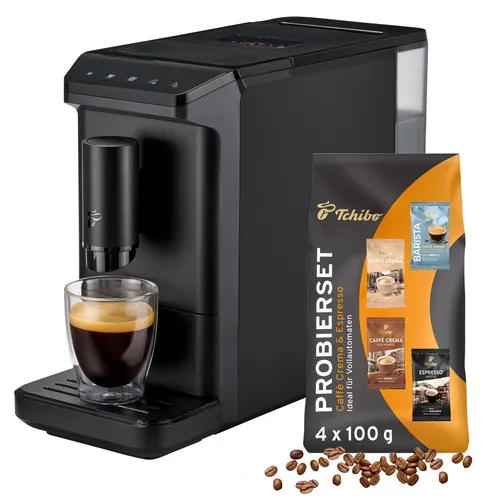 Tchibo Kaffeevollautomat Esperto mini - Kompakt & vielseitig für jede Küche - Kaffeevollautomaten: Der nur 16 cm breite Esperto mini bietet perfekten Kaffeegenuss mit einem GRATIS Kaffeeprobierset und einfacher Bedienung durch ein intuitives Touch-Display.
